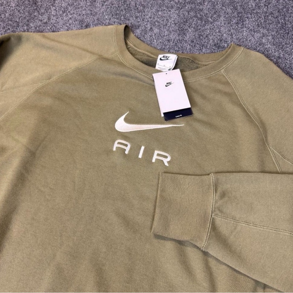 Nike Sportswear Air Men's XL French Terry Crew Sweatshirt Olive Green DV9829-222